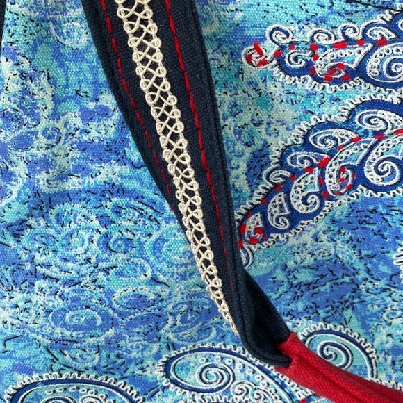 MESSINA Handbag Blue/Red/White OS - Picture 2 of 10